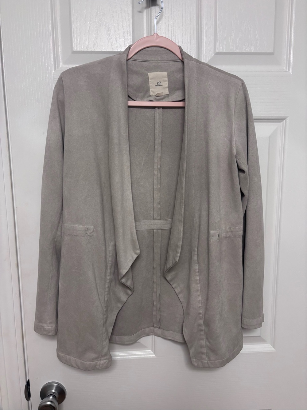 Thread & Supply Light Taupe Open-Front Blazer